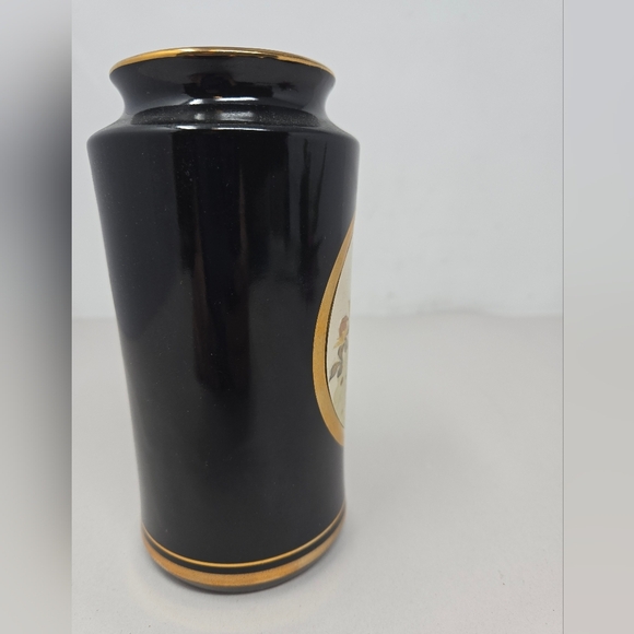 Vintage Chokin Collection Vase Engraved Bird Design With Flower Black Pottery - Picture 5 of 9